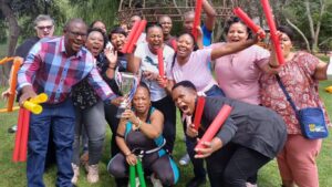 Large group drumming team building with Boomwhackers
