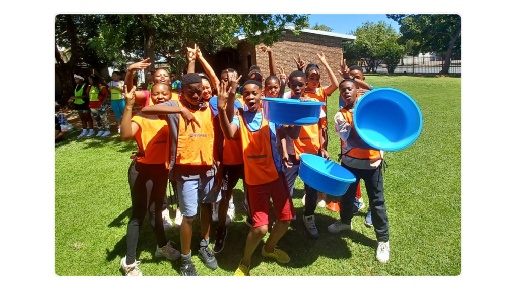 Grade 7 learners teambuilding session outdoors