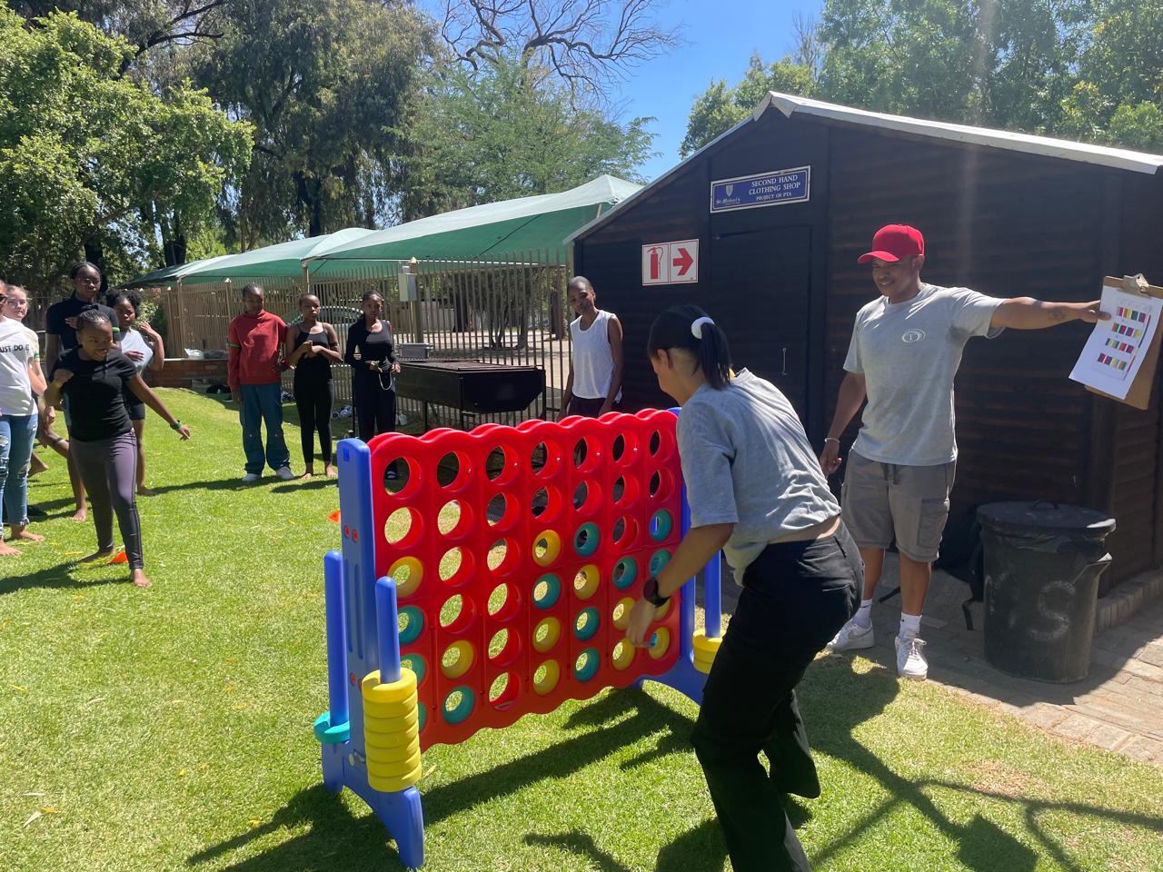 Matric students celebrating the finale of professional school teambuilding services in South Africa