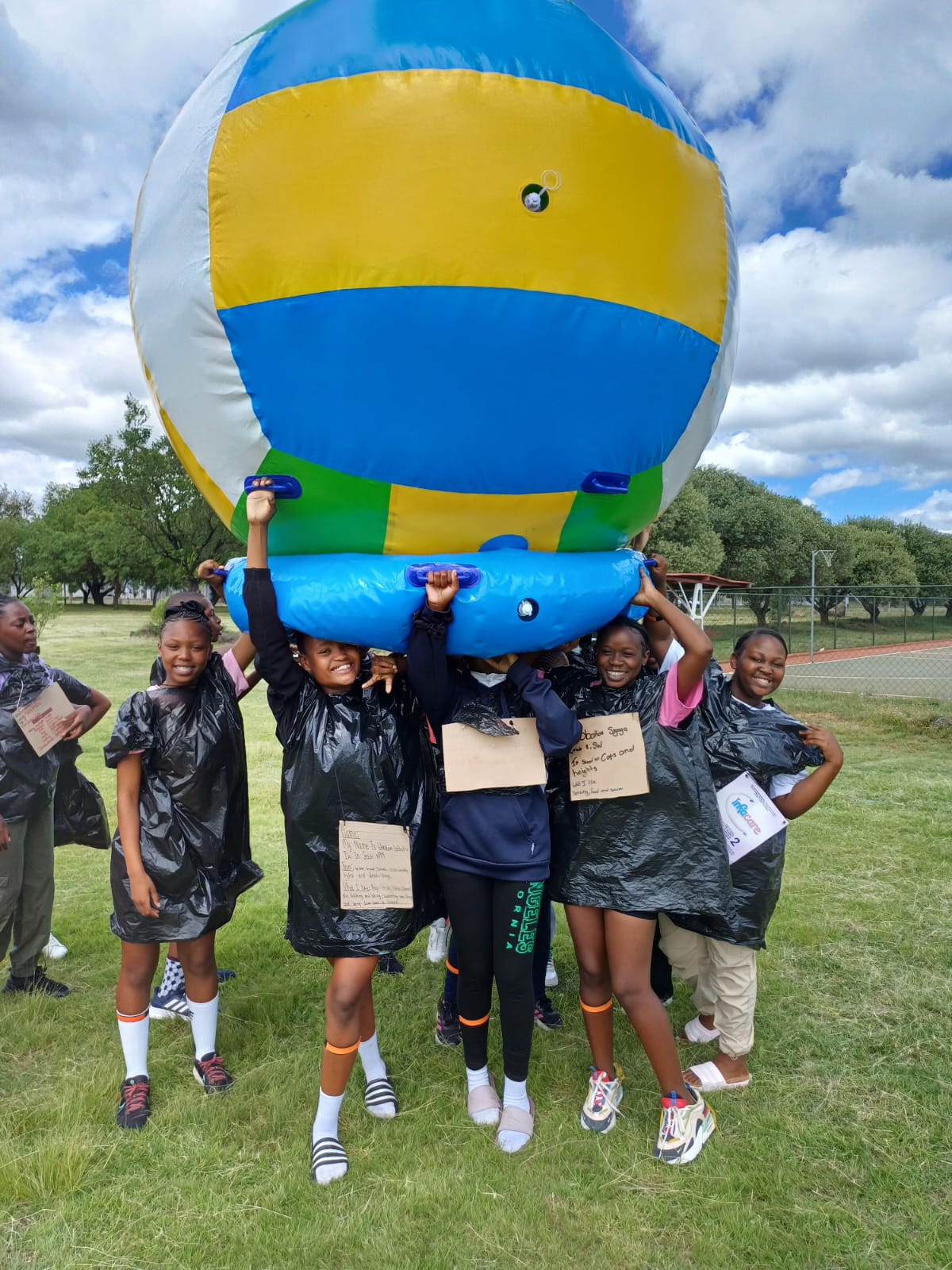 Grade 7 learners taking part in a Teambo leadership activity